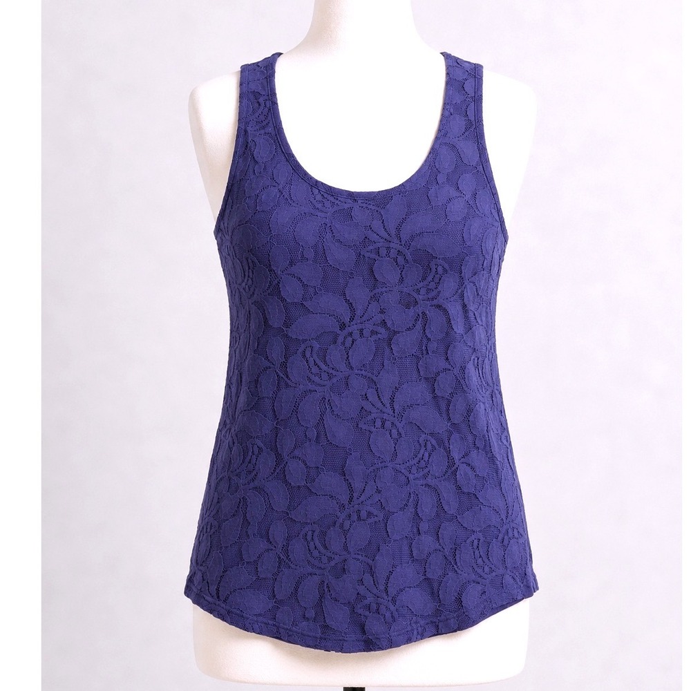 Banana Republic Purple‎ Lace Front Tank Top Sleeveless XS Floral Purple Bohemian